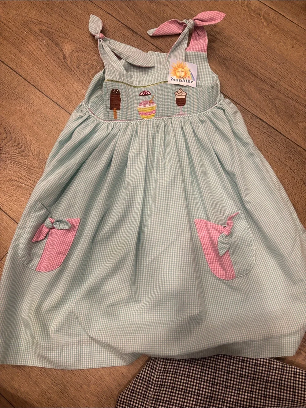 Girls' Light Blue & Pink Ice Cream Embroidered Sundress